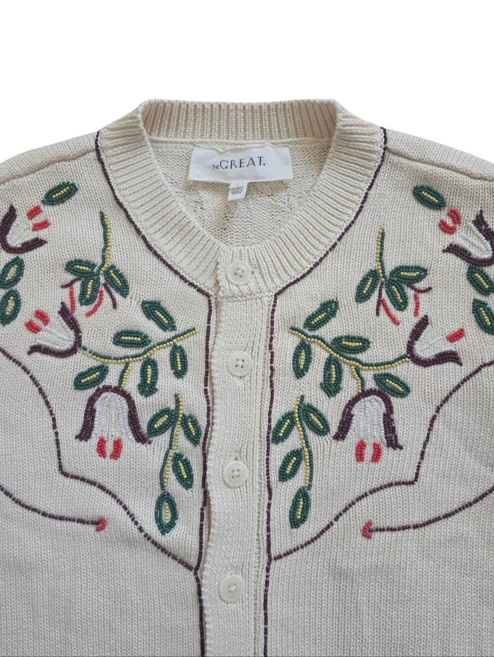 The Great Women's Western Beaded Natural Cardigan Size 1 Small